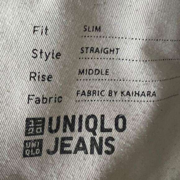 Men's Uniqlo Jeans Slim Straight Kaihara Dark Faded Denim Jeans - 33x32 - Picture 8 of 8